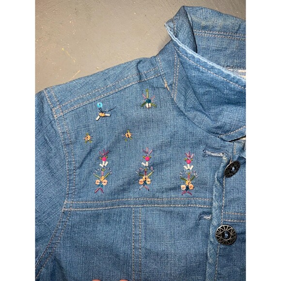 Comfort Denim Beaded Girls Button Down Shirt / Jacket XL (14-16) - Picture 3 of 8
